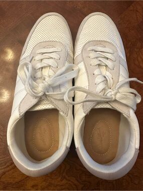 Universal Thread White Perforated Leather & Suede Accent Sneakers